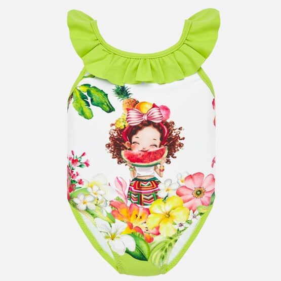 Bañador volante estampado bebé niña