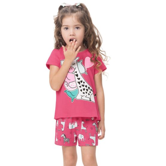 Pijama infantil short jirafa