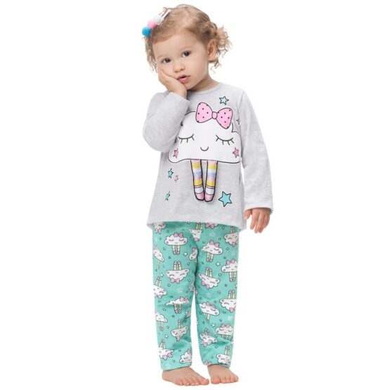 Pijama infantil manga larga pantalón nube