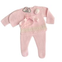 Primer día bebe niña rosa pompom