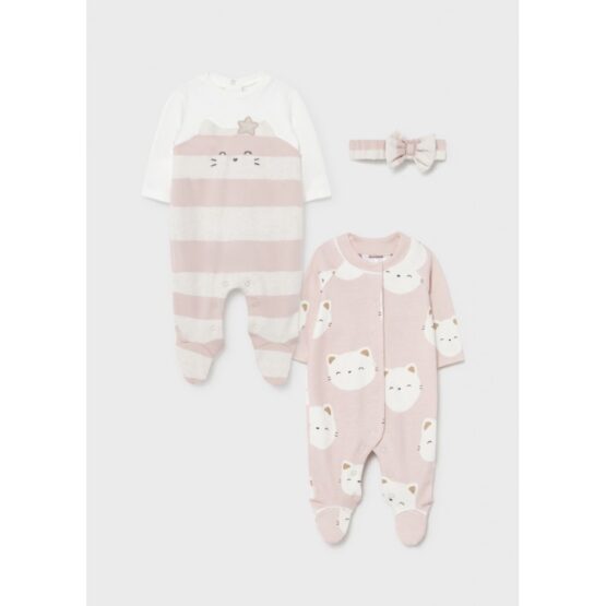 Set x2 pijama bebe niña con balaca