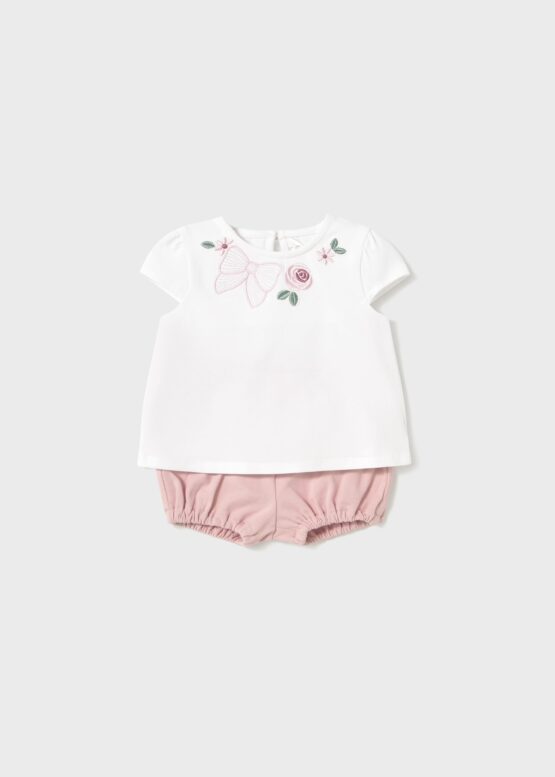 Conjunto 2 piezas estampado recién nacida blanca