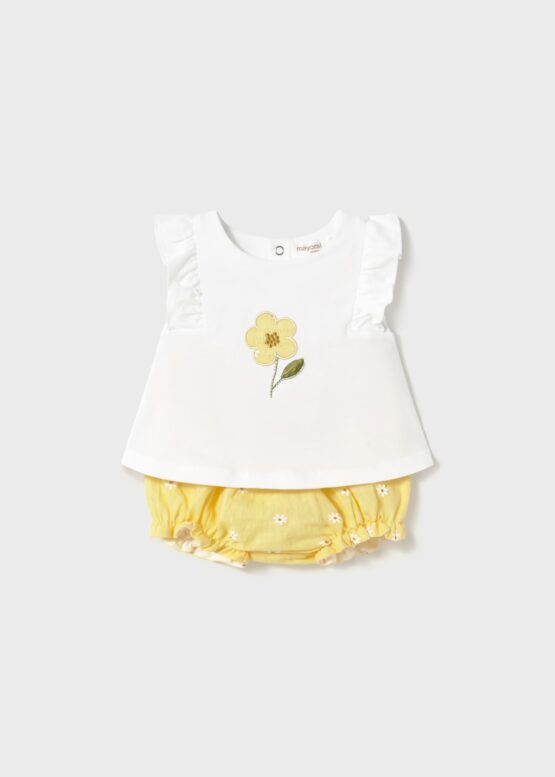 Conjunto cubrepañal y camiseta recién nacida sunny