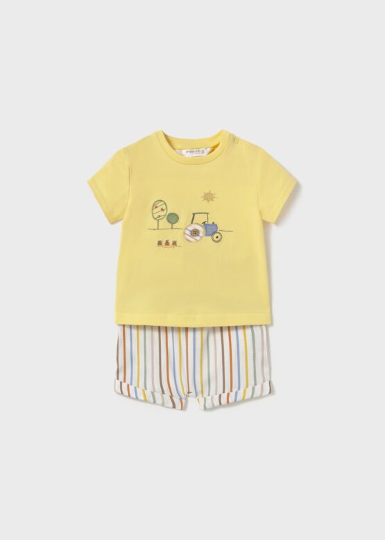Conjunto pantalón corto estampado y camiseta recién nacido