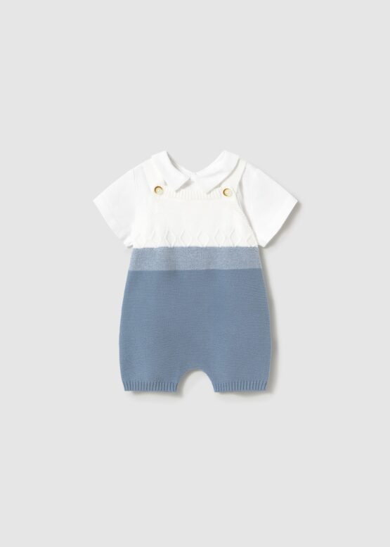 Conjunto peto tricot y camiseta recién nacido