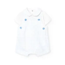 Conjunto de bebé niño de punto en color blanco con estampado de cuadros