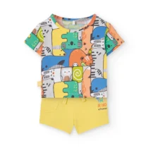 Conjunto de camiseta de punto para bebé niño en color amarillo con estampado