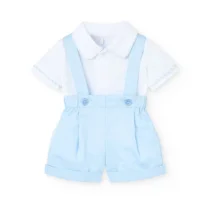 Conjunto de camiseta y pantalones cortos de punto para bebé niño en color azul