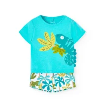 Conjunto de camiseta y pantalones cortos de punto para bebé niño en color verde