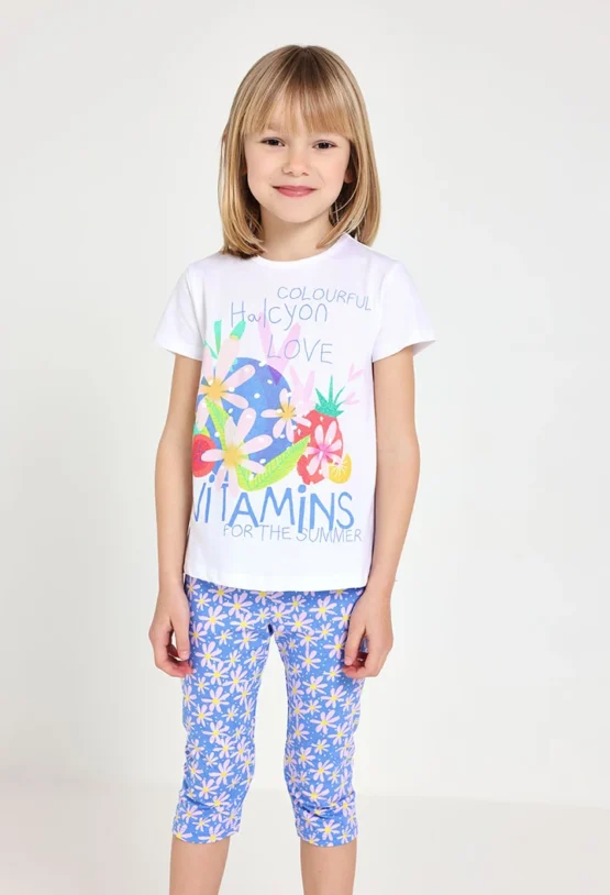 Conjunto de camiseta y pantalones de punto para bebé niña en color blanco
