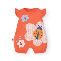 Pelele de punto para bebé niña  con diseño de mariquita