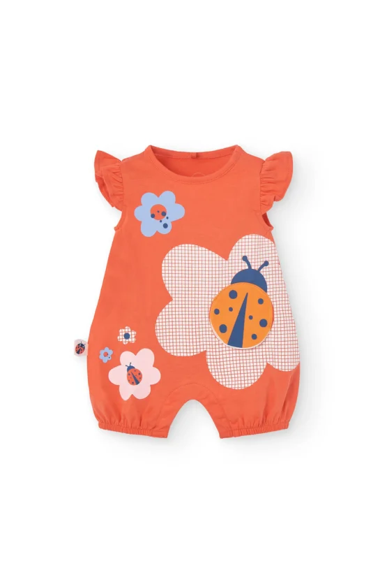 Pelele de punto para bebé niña  con diseño de mariquita