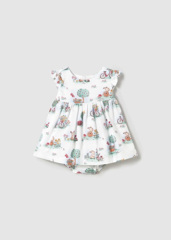 Vestido con cubrepañal estampado recién nacida