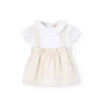 Vestido de popelín para bebé niña en color beige