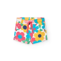 Short de punto para niña en multicolor con estampado de flores